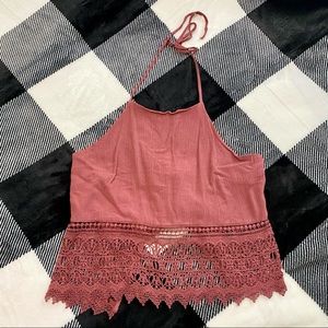 American Eagle Halter Top with Lace - Large